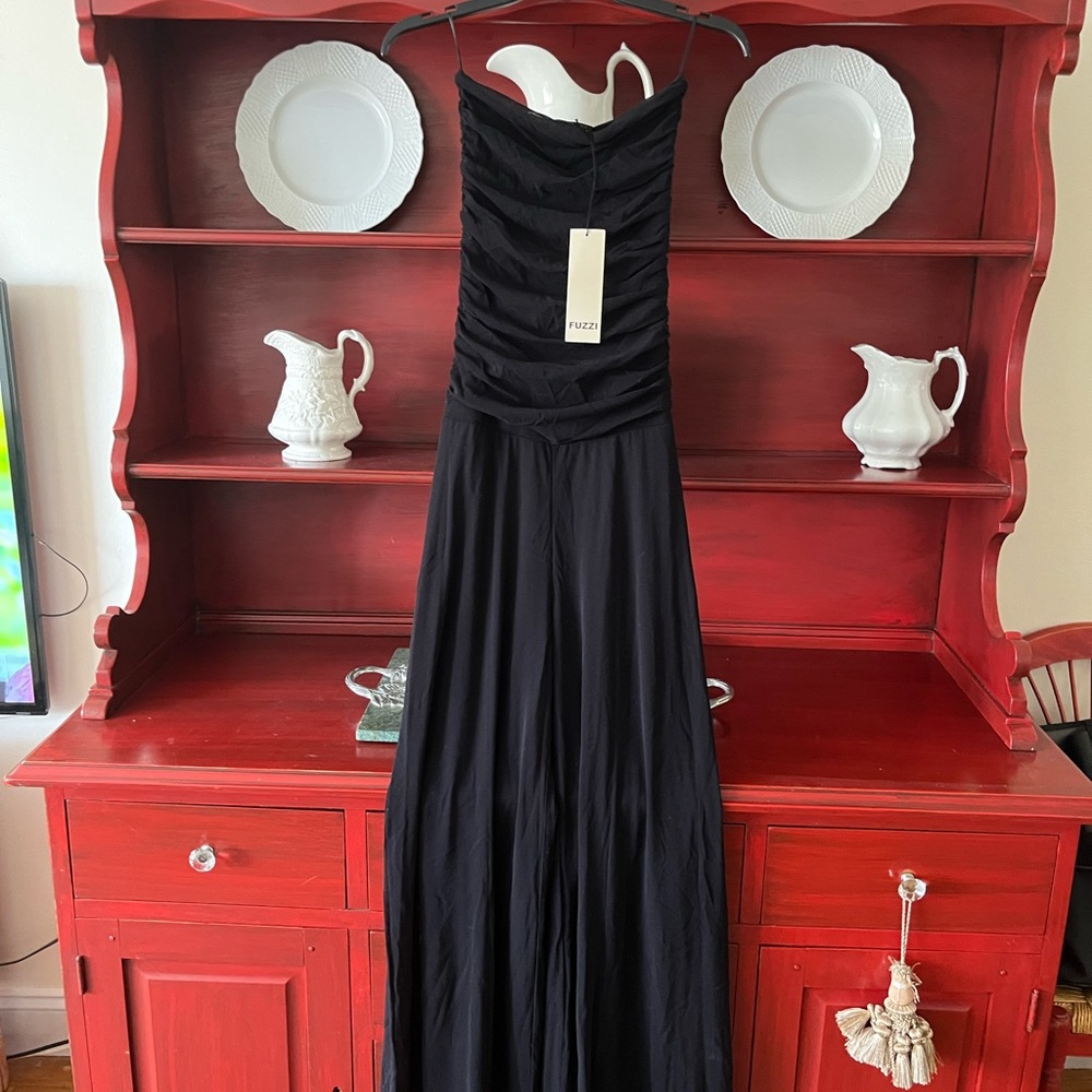 Fuzzi Chic Black Strapless Jumpsuit